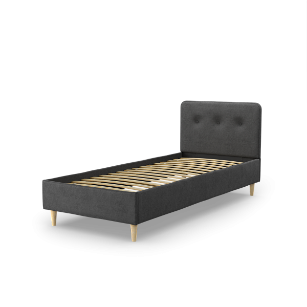 Тахты Дримс кровать Велюр Тако темно-серый, светлые опоры 90 см Тахты Дримс кровать Велюр Тако темно-серый, светлые опоры 90 см