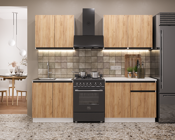 Кухня Стиль белая Дуб крафт золотой + вставка Черный 1800 (готовое решение) Кухня Стиль белая Дуб крафт золотой + вставка Черный 1800 (готовое решение) купить в Санкт-Петербурге