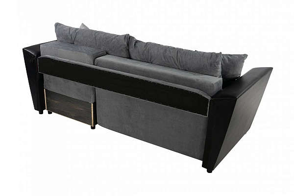 Угловой диван Светлана серо-черный кожа Угловой диван Светлана серо-черный кожа