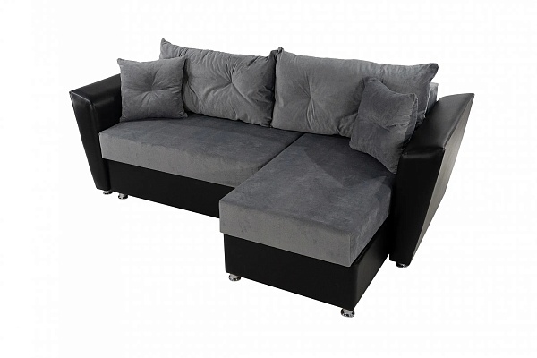 Угловой диван Светлана серо-черный кожа Угловой диван Светлана серо-черный кожа