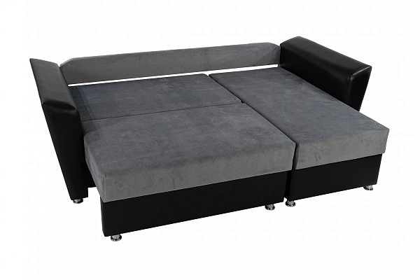 Угловой диван Светлана серо-черный кожа Угловой диван Светлана серо-черный кожа