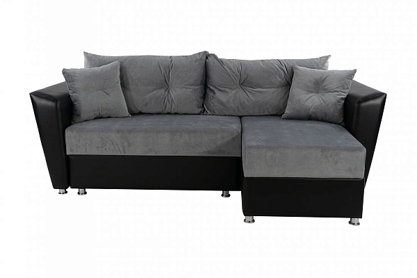 Угловой диван Светлана серо-черный кожа Угловой диван Светлана серо-черный кожа