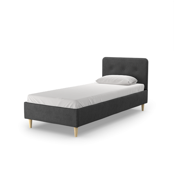 Тахты Дримс кровать Велюр Тако темно-серый, светлые опоры 90 см Тахты Дримс кровать Велюр Тако темно-серый, светлые опоры 90 см
